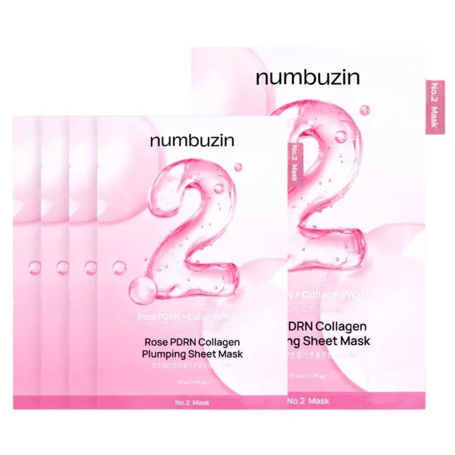 Numbuzin No.2 Rose PDRN Collagen Plumping Sheet Mask 33 ml x 5 – Pack rellenador