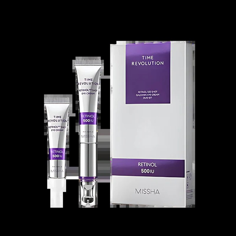 Missha - Time Revolution Retinol 500 Shot Galvanic Eye Cream Duo Set - Contorno de ojos con retinol - 15 ml + recambio 15 ml