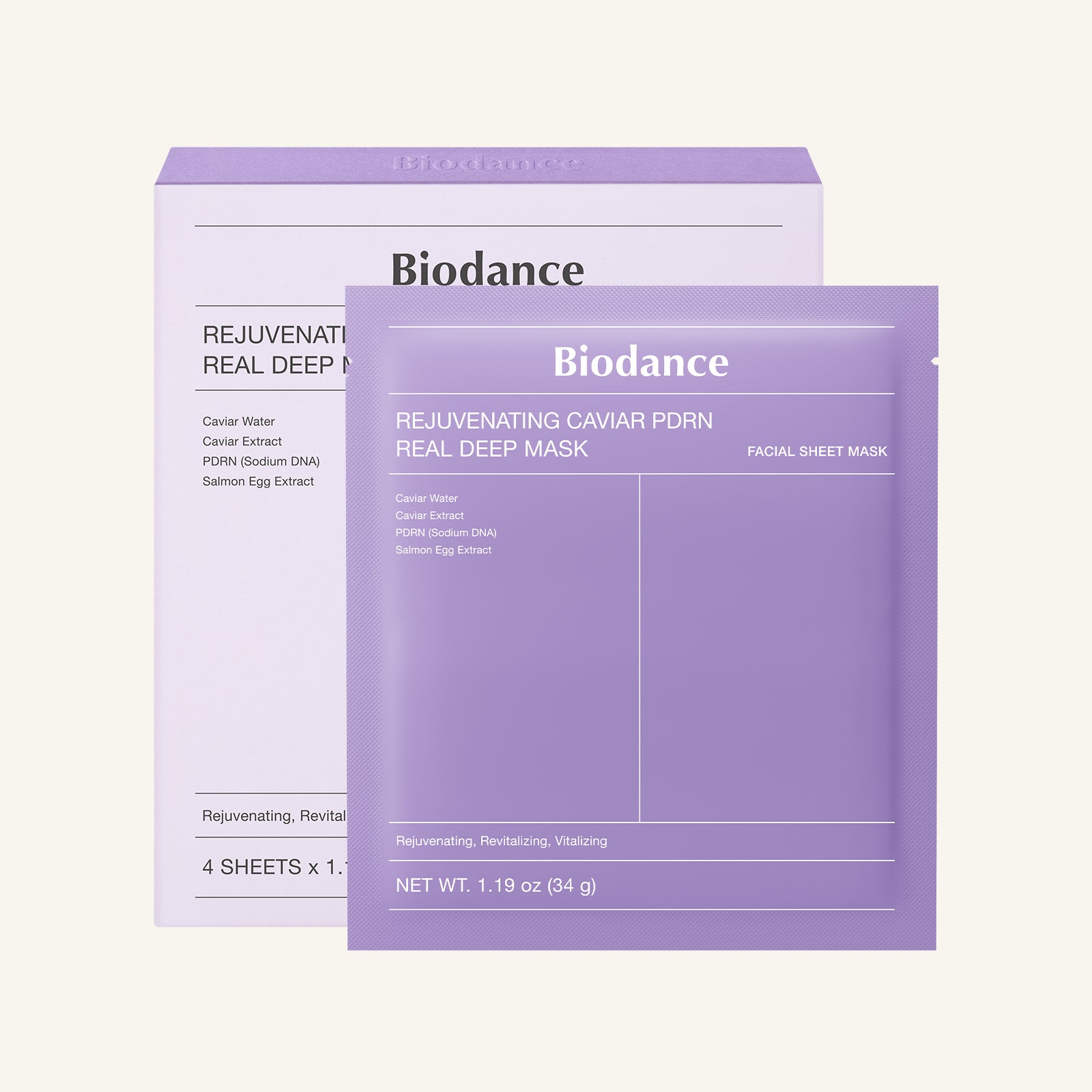 Biodance - Rejuvenating Caviar PDRN Real Deep Mask – Mascarilla facial regeneradora - 1 ud/34 g