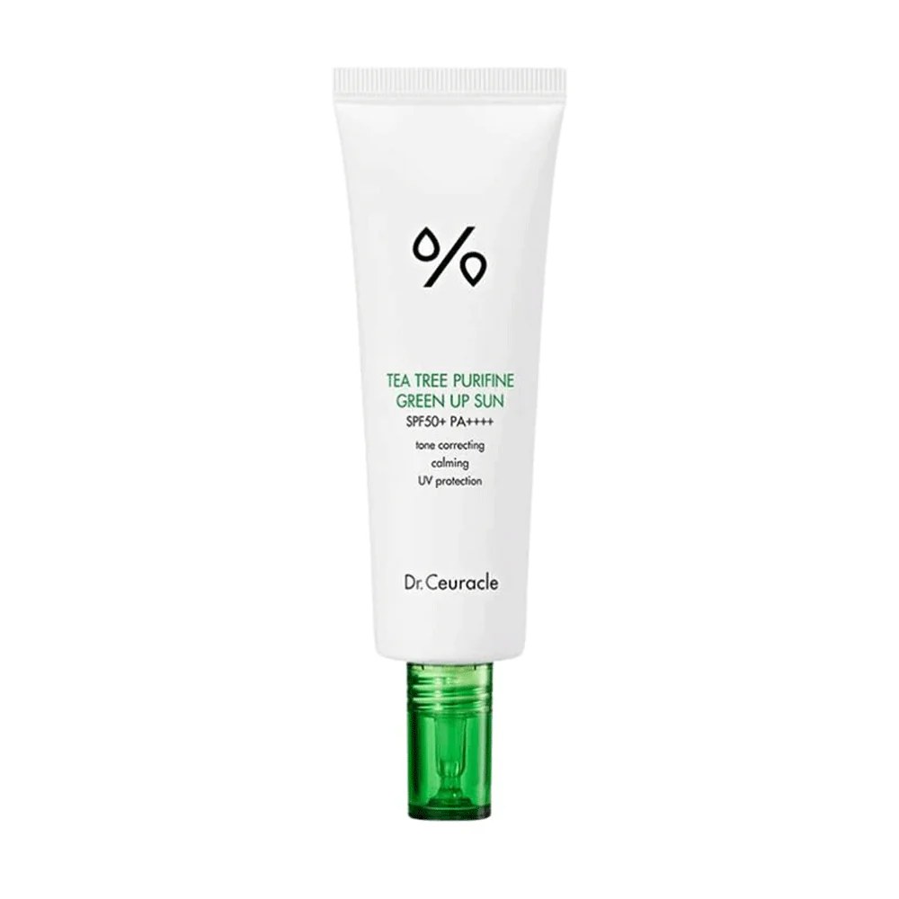 Dr. Ceuracle Tea Tree Purifine Green Up Sun 50 ml – Protector solar calmante y corrector de rojeces