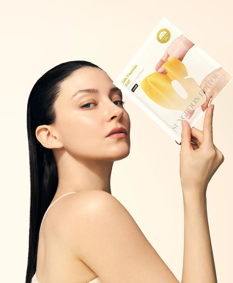 Sungboon Editor - mascarilla facial de oro 24K - Silk Peptide EGF Gold Mask - pack de 4 unidades