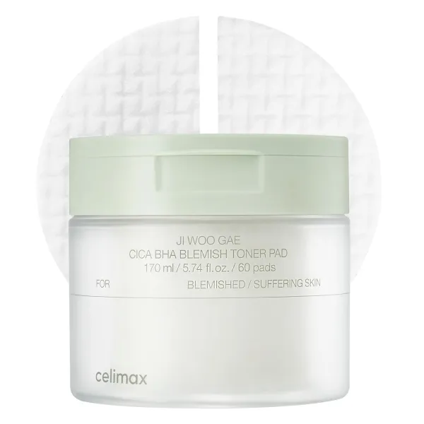 Celimax Ji Woo Gae Cica BHA Blemish Toner Pad 60 uds – Discos Tónicos con BHA y Cica