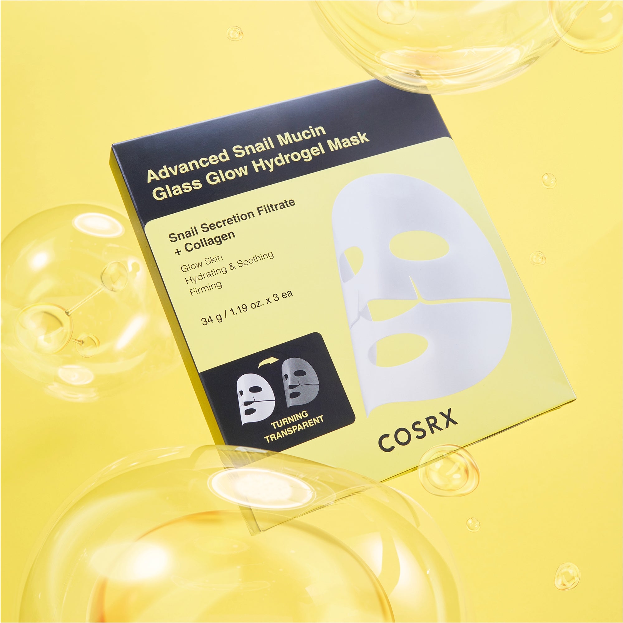 COSRX Advanced Snail Mucin Glass Glow Hydrogel Mask – Mascarilla de Hidrogel con Mucina