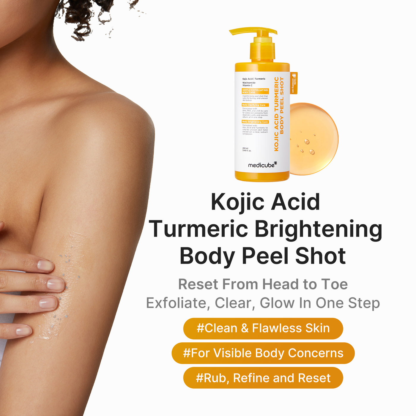 Medicube - Sérum exfoliante corporal con ácido kójico y cúrcuma / Kojic Acid Turmeric Body Peel Shot - 280ml 2