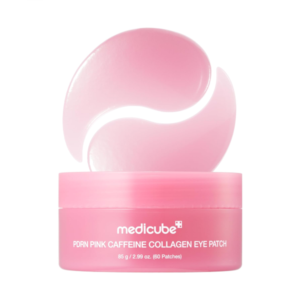 Medicube PDRN Pink Caffeine Collagen Eye Patch 85g (60 uds) – Parches de hidrogel para contorno de ojos con PDRN, retinol, colágeno y cafeína