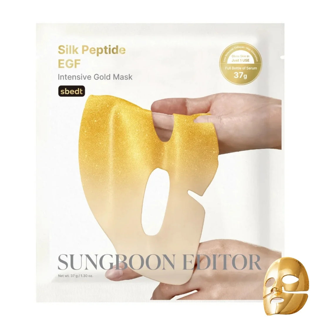 Sungboon Editor - mascarilla facial de oro 24K - Silk Peptide EGF Gold Mask - pack de 4 unidades 2