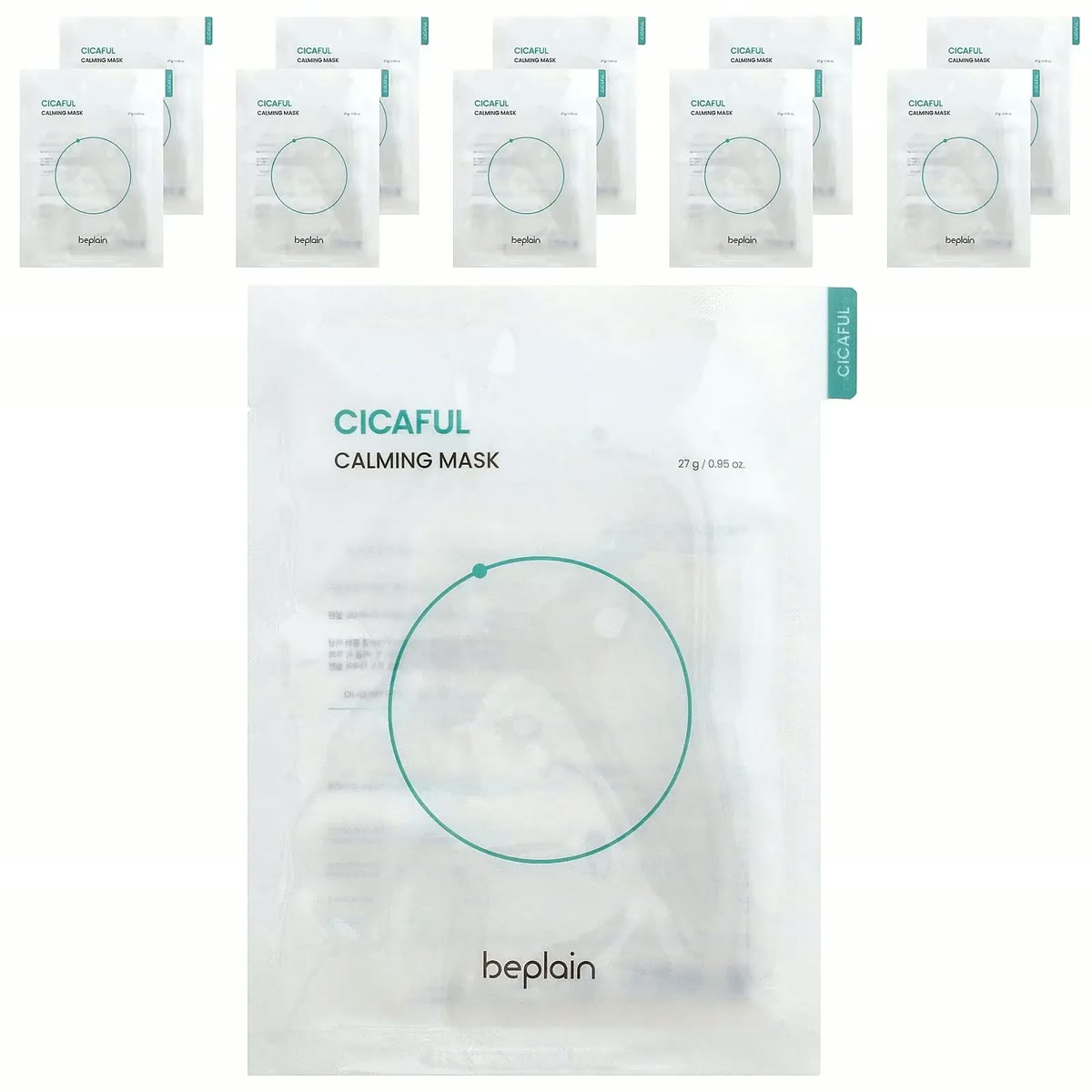 Beplain Cicaful Calming Beauty Mask – 10 mascarillas de tela calmantes con cica (27 g)