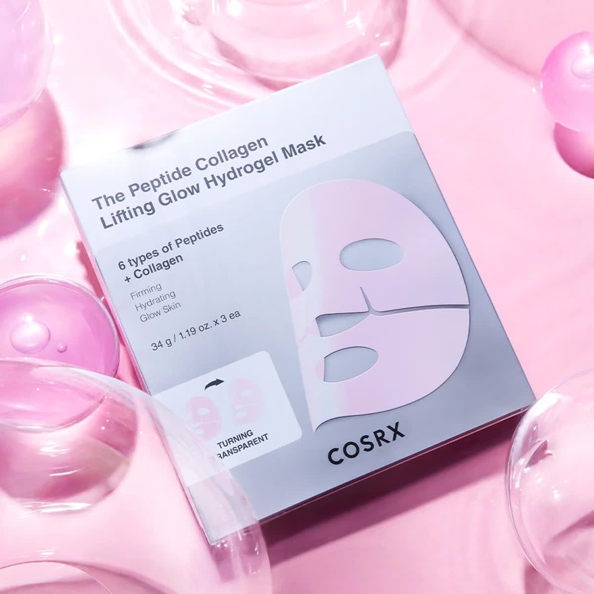 COSRX The Peptide Collagen Lifting Glow Hydrogel Mask (3 uds.) – Mascarilla de hidrogel reafirmante con péptidos y colágeno 2
