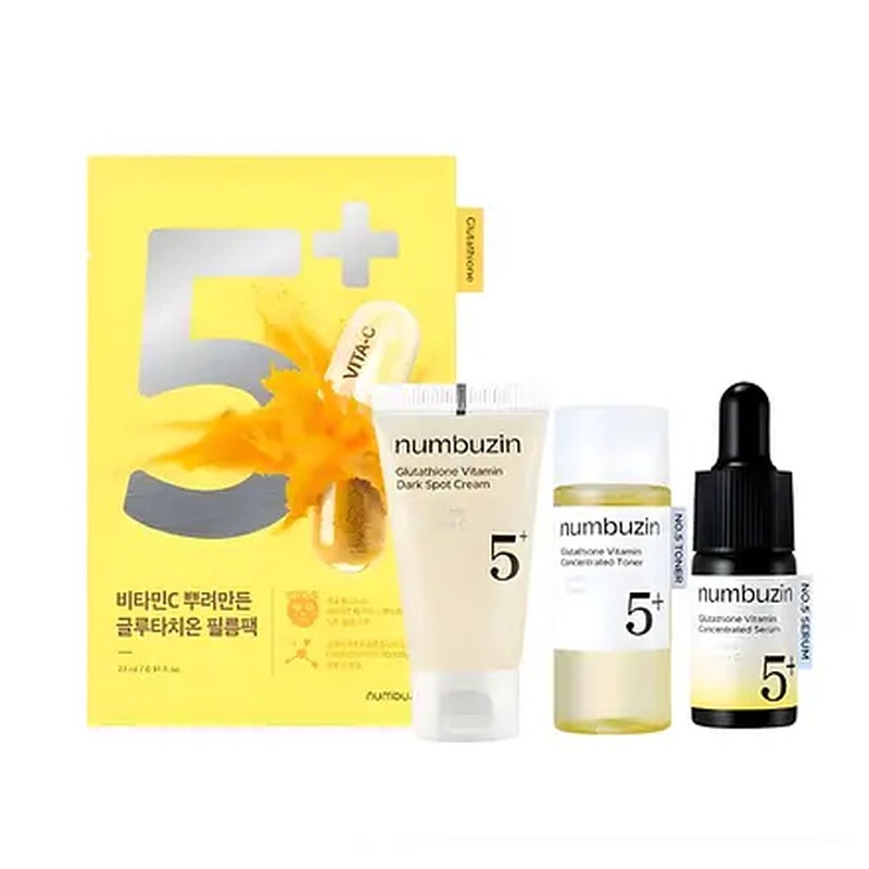 Numbuzin No.5 Glutathione Vitamin Trial Kit – Kit de iniciación iluminador