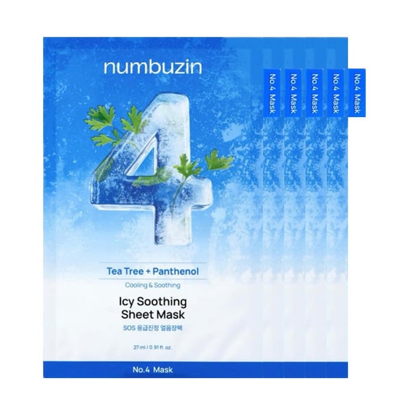 Numbuzin No.4 Icy Soothing Sheet Mask 27 g x 5 – Pack de mascarillas refrescantes