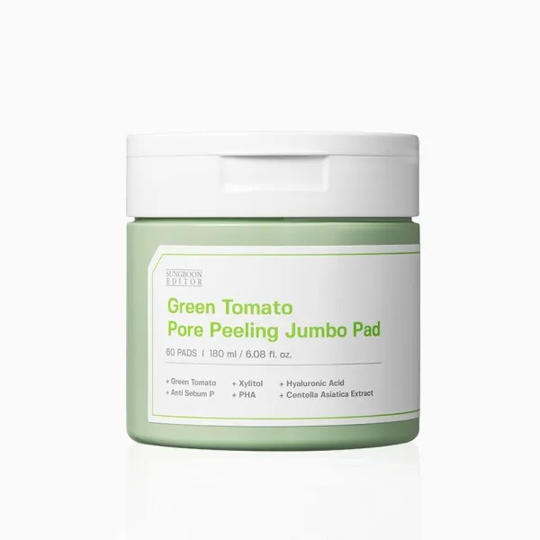 Sungboon Editor - Discos exfoliantes para poros - Green Tomato Pore Peeling Jumbo Pad - 180 ml (60 unidades)