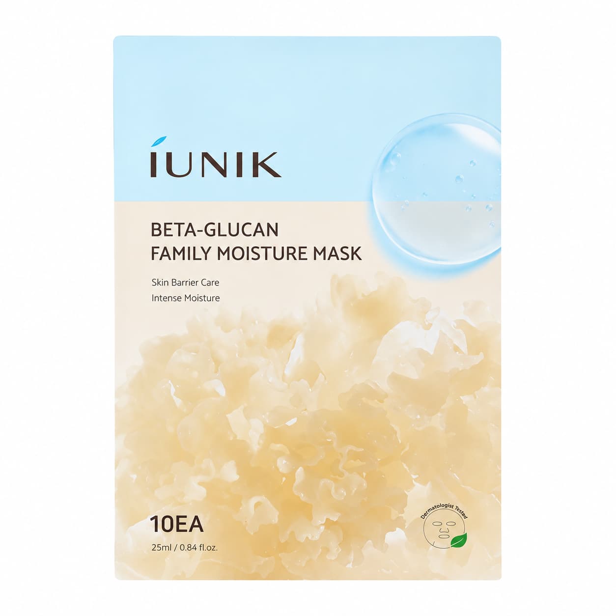 iUNIK Beta-Glucan Family Moisture Mask 10 uds – mascarilla hidratante intensiva en formato pack