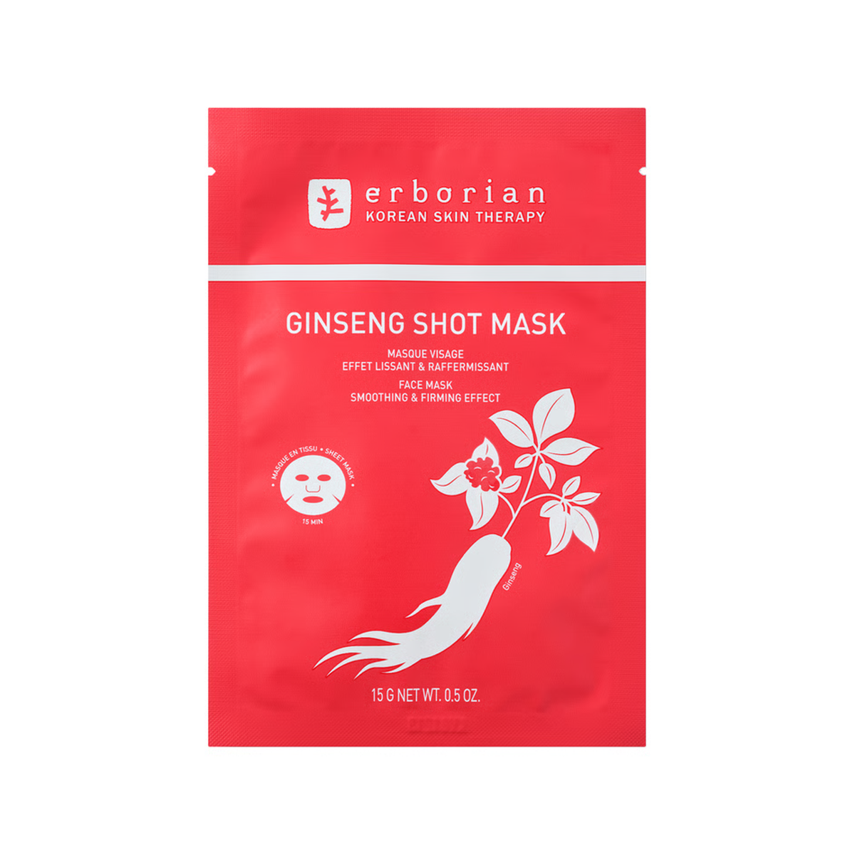 Erborian Ginseng Shot Masque 15ml – Mascarilla facial efecto alisante y reafirmante 15ml