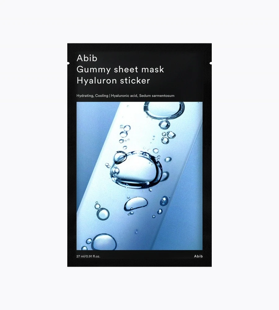 Abib - Mascarilla individual / 1 ud - Mascarilla de tejido hidratante con ácido hialurónico / Gummy Sheet Mask Hyaluron Sticker