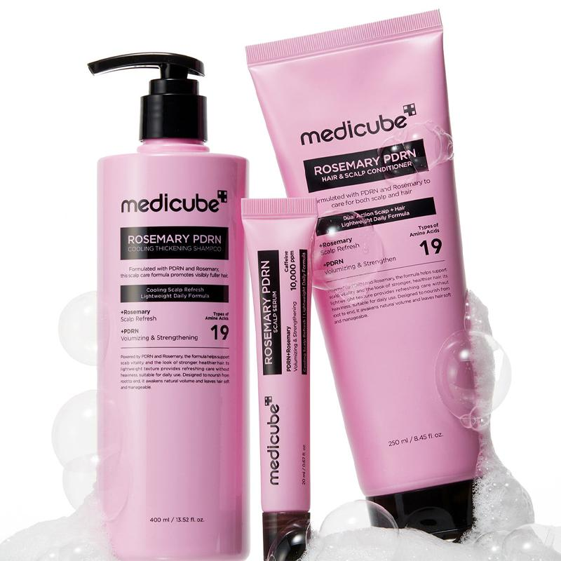 Medicube PDRN+ Rosemary Hair Trio - Set capilar con champú + acondicionador + sérum