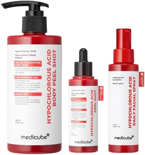 Medicube Hypochlorous Acid Trio: Peel Shot 80 ml + Daily Facial Spray 125 ml + Body Peel Shot 280 ml
