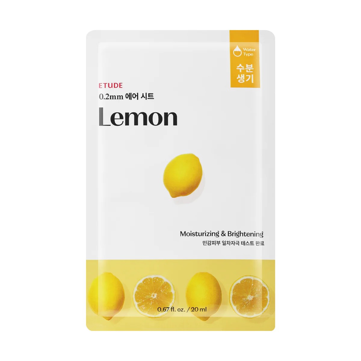 Etude House - 0.2 Therapy Air Mask Lemon, 20ml – Mascarilla facial de limón (20 ml)