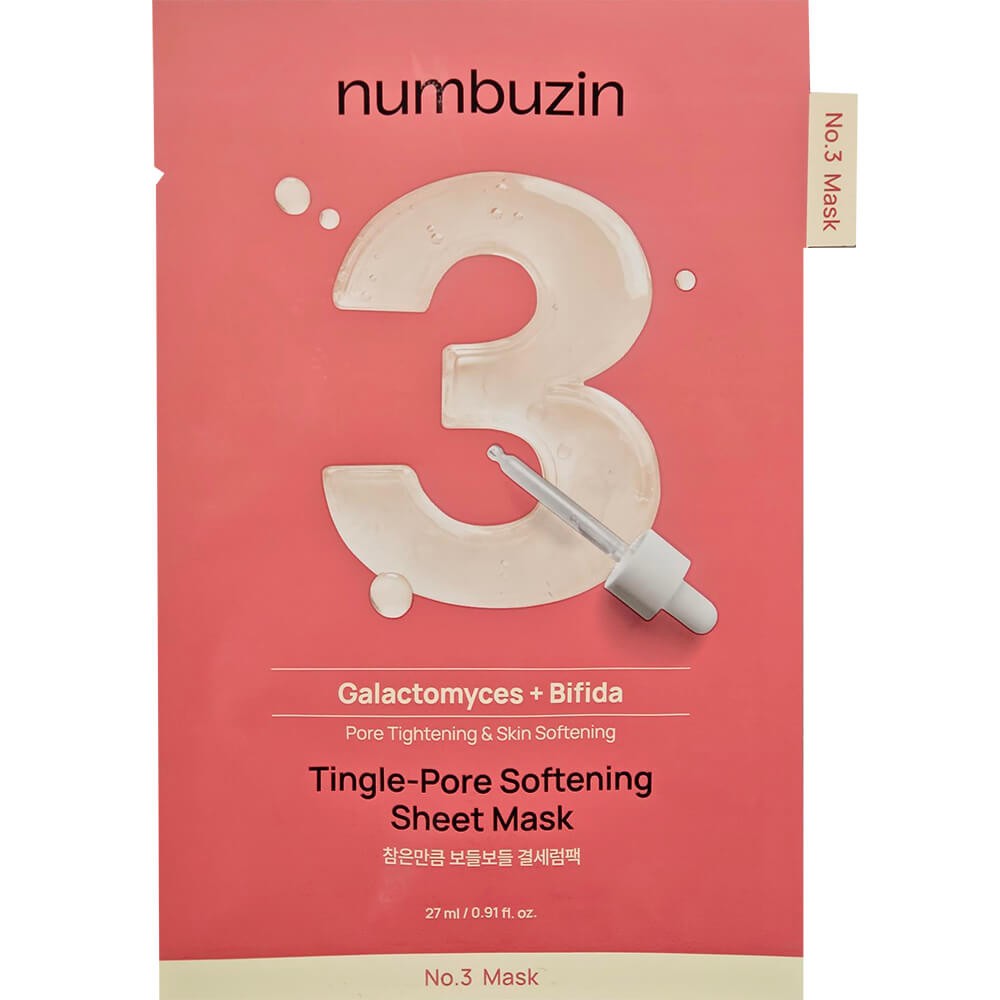 Numbuzin No.3 Tingle Pore Softening Sheet Mask 27 ml (1 unidad) – Mascarilla afinadora de poros