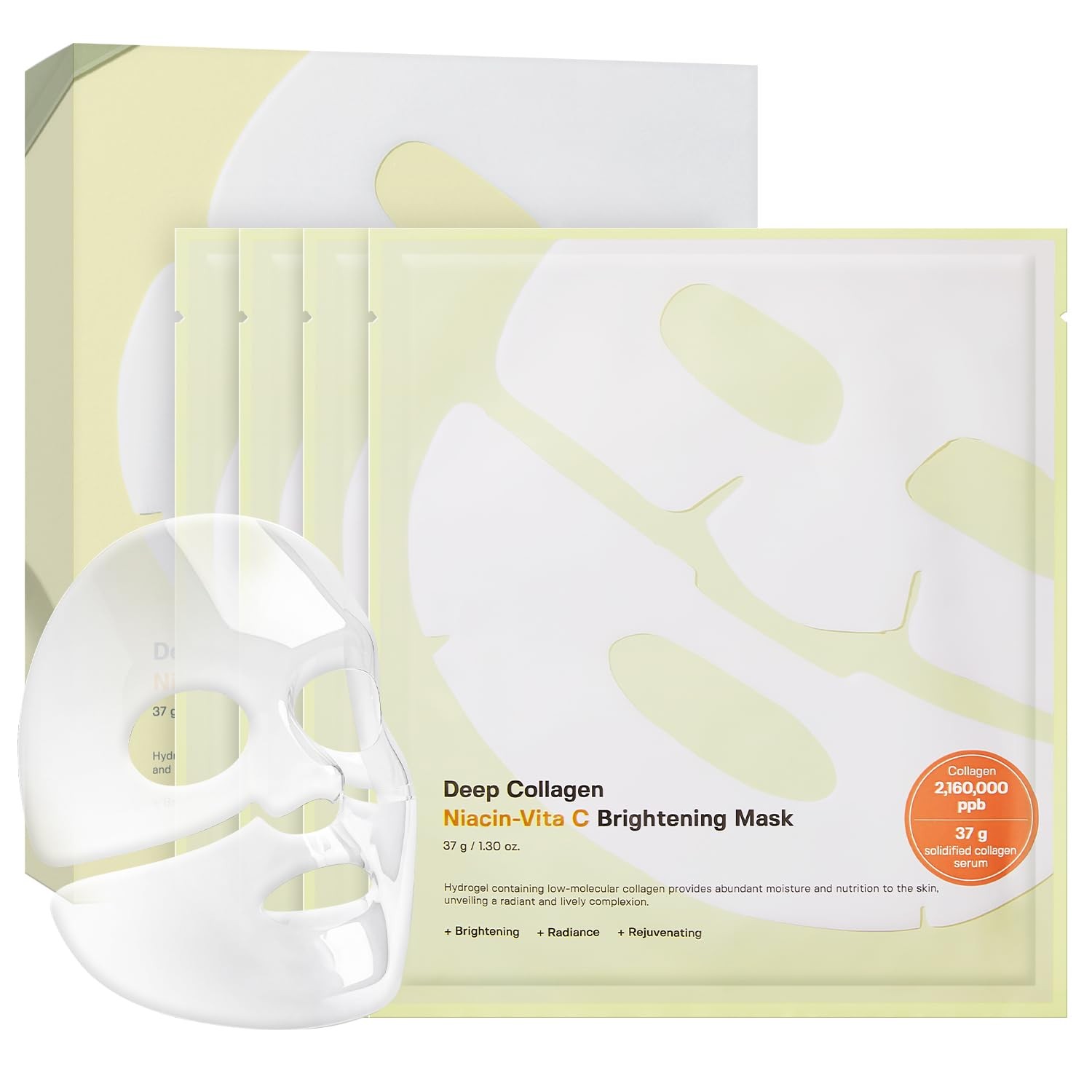 Sungboon Editor - mascarilla facial iluminadora - Deep Collagen Niacin-Vita C Brightening Mask - 4 unidades (37 g)