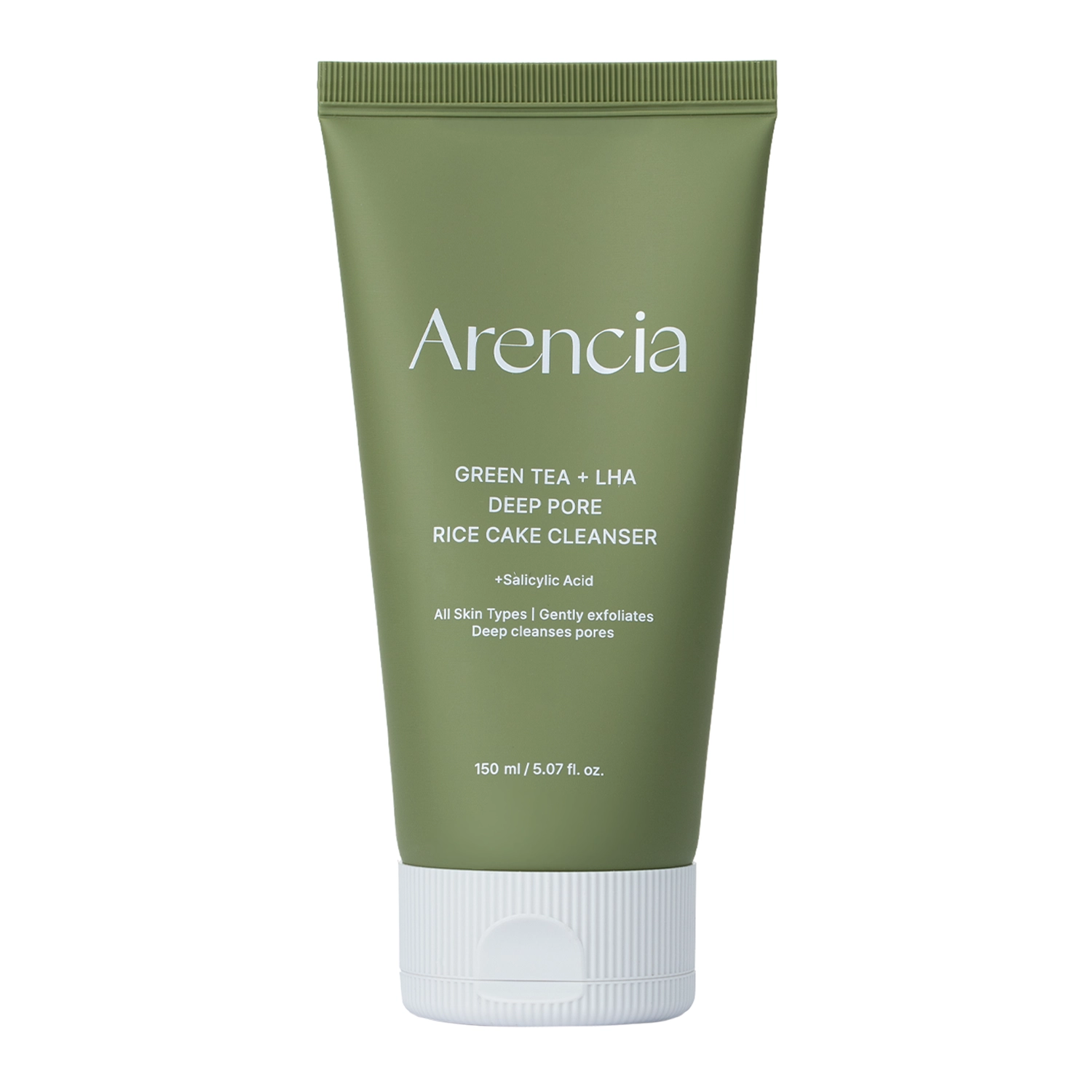 Arencia - Green Tea + LHA Deep Pore Rice Cake Cleanser – Gel limpiador facial con té verde y LHA - 150 ml