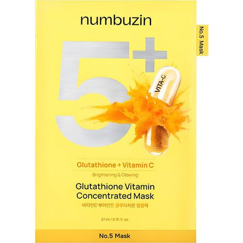 Numbuzin No.5 Vitamin Spotlight Sheet Mask 27 ml (1 unidad) – Mascarilla iluminadora