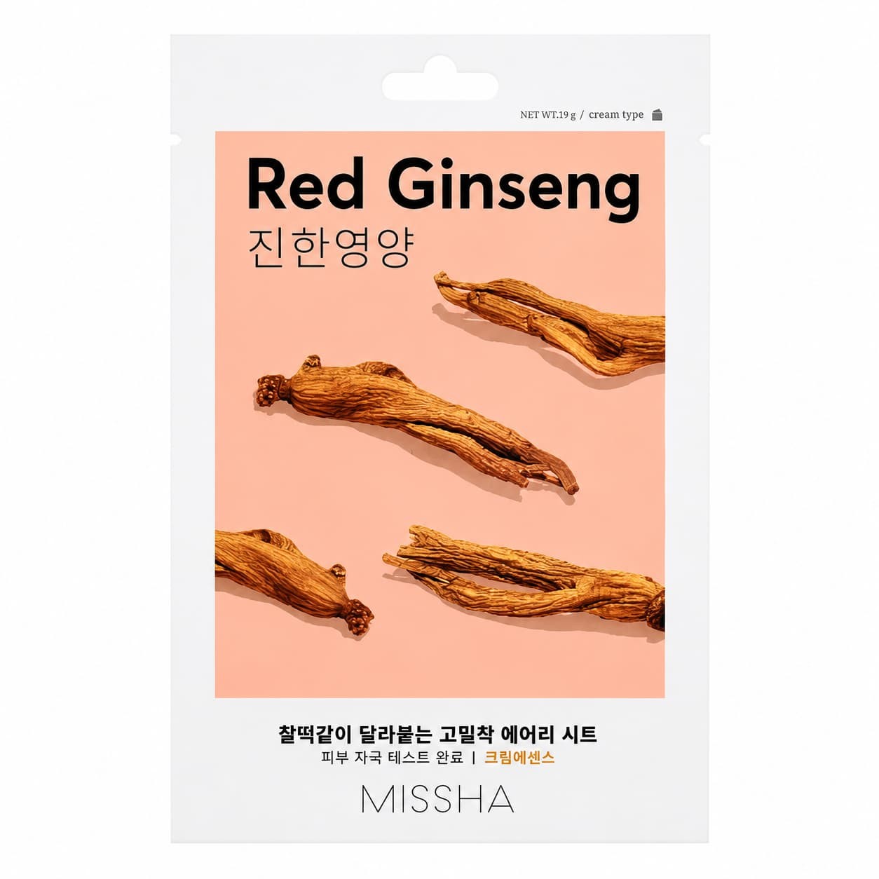 Missha - Airy Fit Sheet Mask Ginseng rojo - Mascarilla facial ultraligera - 1 unidad