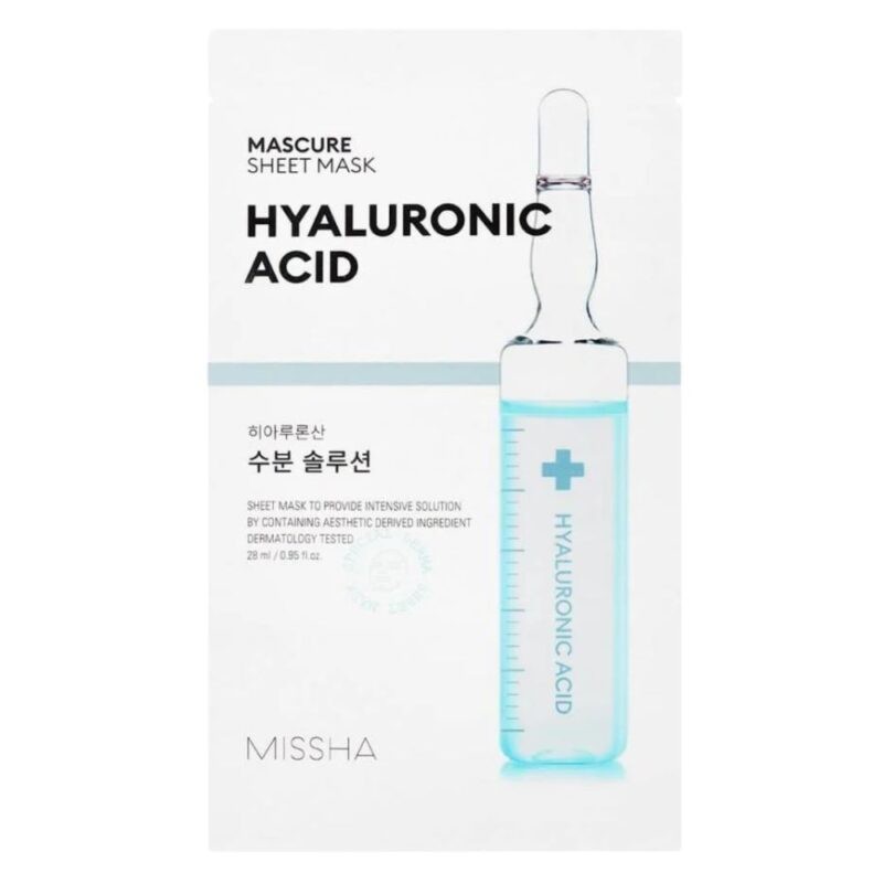 Missha - Mascure Solution Sheet Mask Hyaluronic Acid - Mascarilla facial en tejido - 28 ml