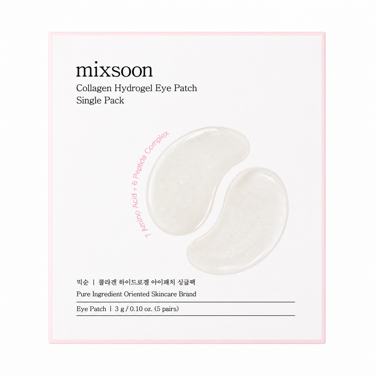 MIXSOON Collagen Hydrogel Eye Patch Single Pack, 5 pairs – Parches de hidrogel para ojos con colágeno 5 pairs