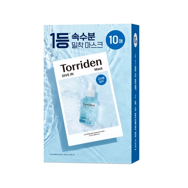 Torriden - Dive-in Low Molecular Weight Hyaluronic Acid Mask, 10 sheets – Mascarilla en tela (10 unidades)