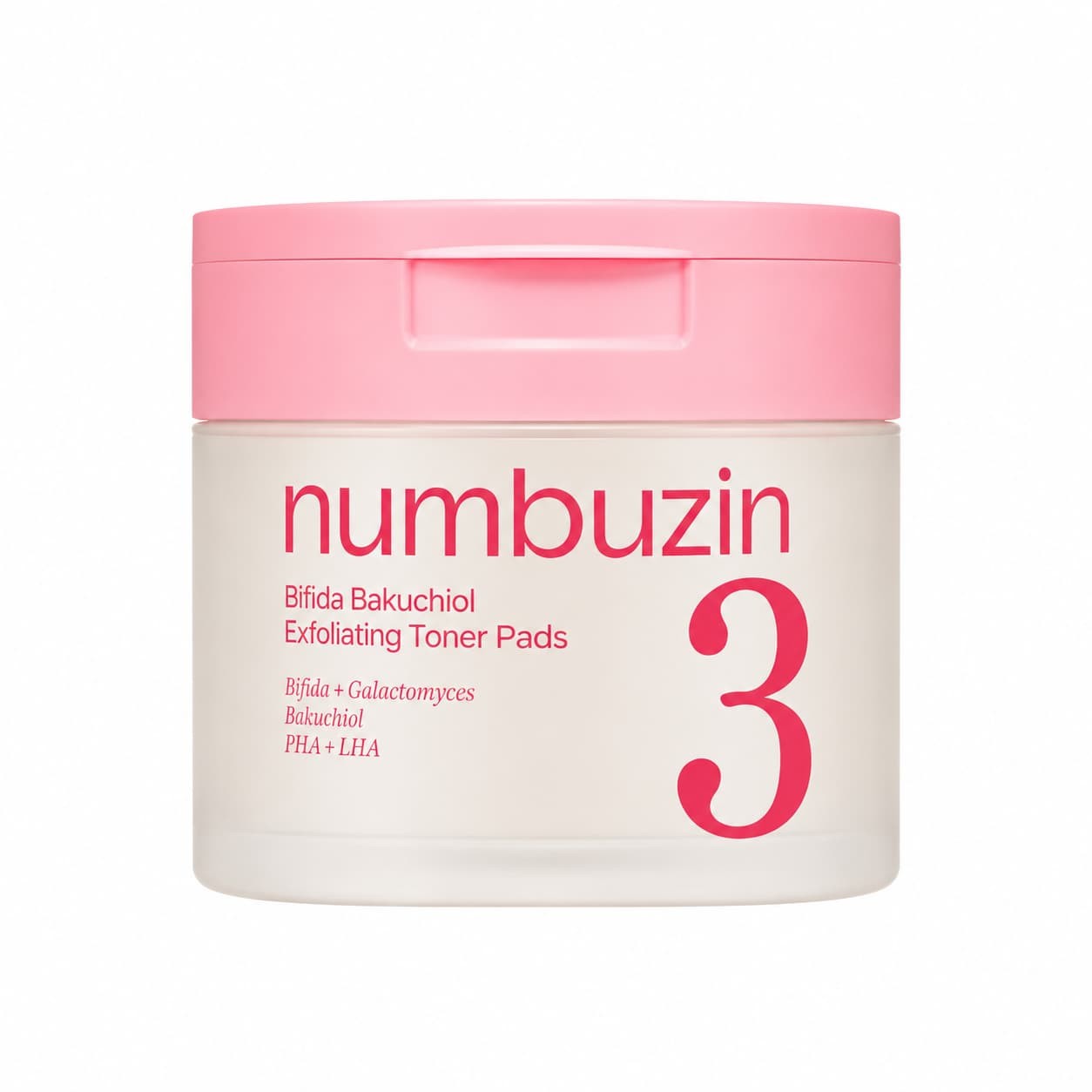 Numbuzin No.3 Bifida Bakuchiol Exfoliating Toner Pads 190 ml (70 discos) – Discos exfoliantes suaves