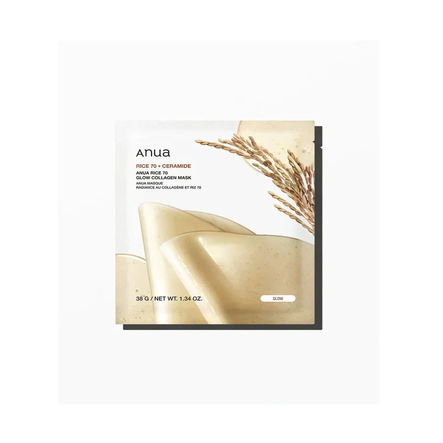 Anua Rice 70 Glow Collagen Mask 38g – Mascarilla Iluminadora de Colágeno Rice 70