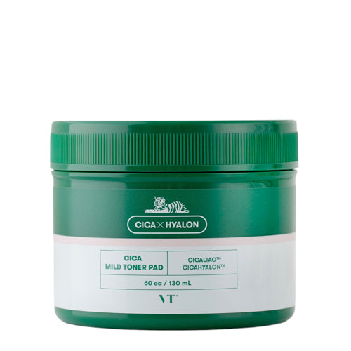 VT Cosmetics - CICA Mild Toner Pad - Exfoliating Face Pads with Centella and Salicylic Acid - 60pcs/130ml